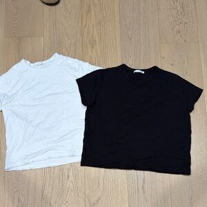 Zara Crewneck T-Shirts - Black & White